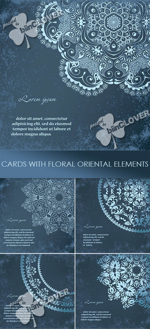 Cards with floral oriental elements 0473