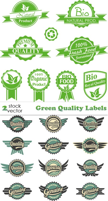 Green Quality Labels vector