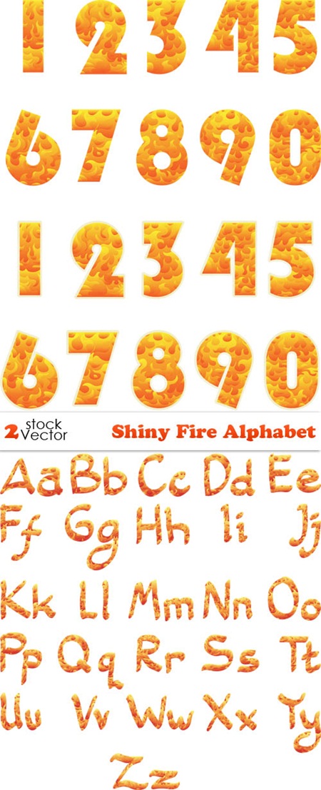 Shiny Fire Alphabet vectors