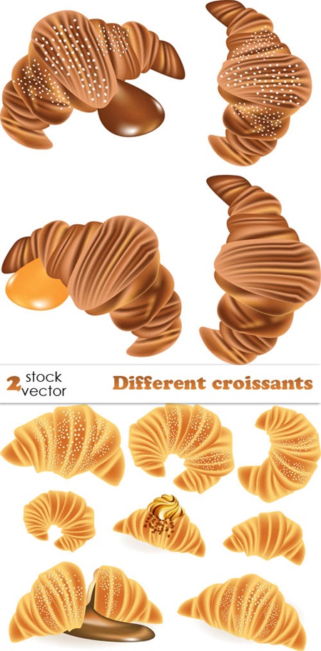 Different croissants vector