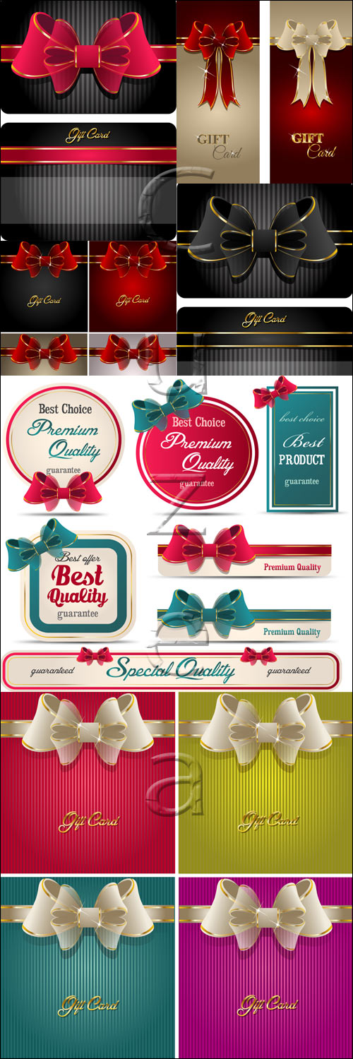       / Gift cards with ribbons - vector stock