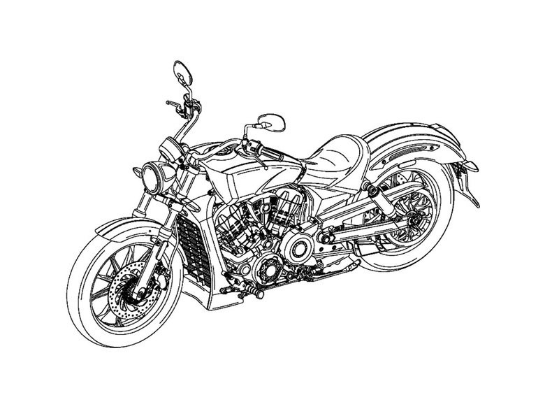Polaris зарегистрировали дизайн мотоцикла с двигателем жидкостного охлаждения
