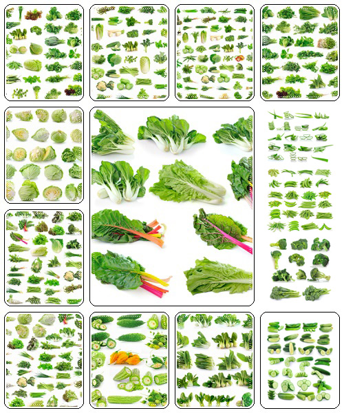 Vegetables collection isolated on white background - Stock Photo